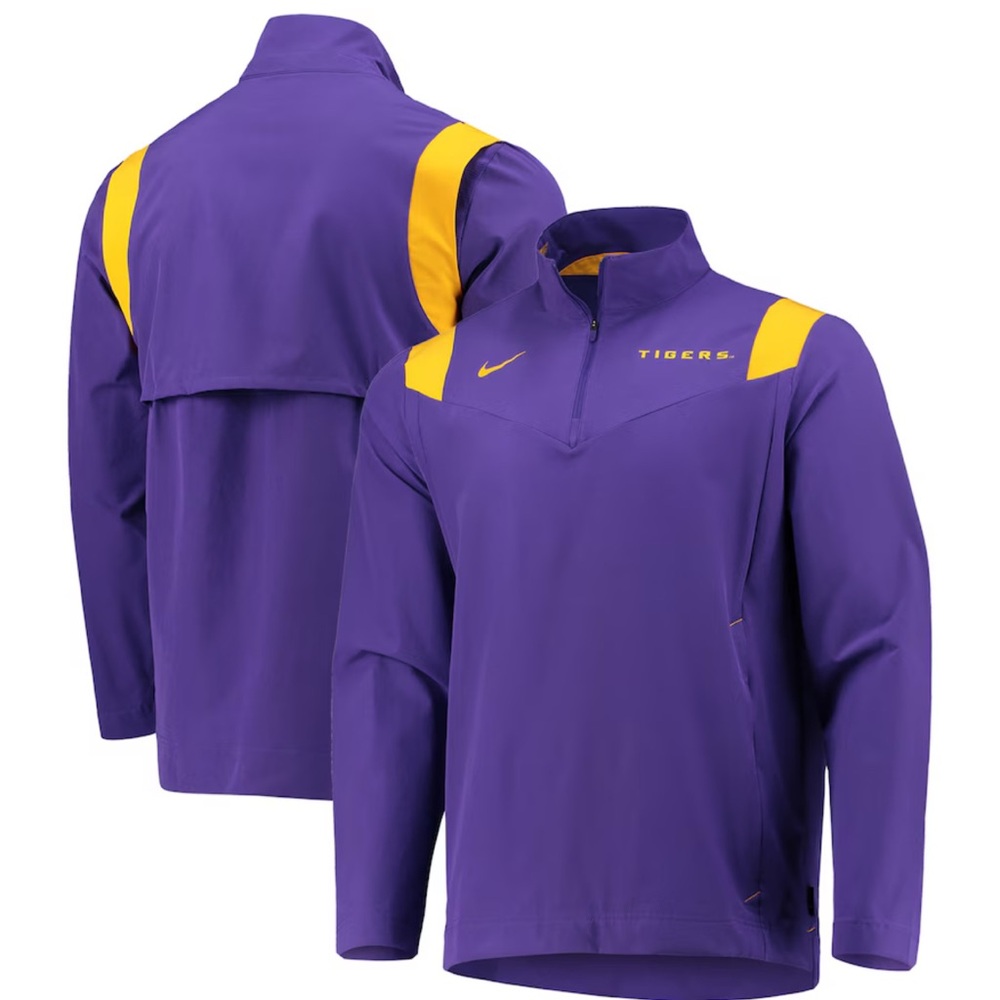 Nike LSU Tigers Purple 2021 Team Coach Quarter-Zip Jacket